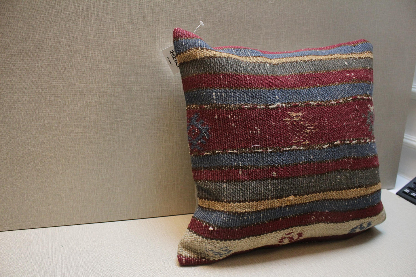 Handwoven Kilim Pillow Cover: Upcycled Wool, Boho Home Decor