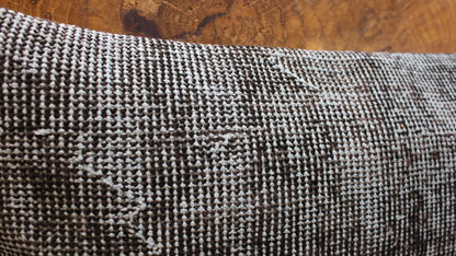 Vintage Kilim Pillow Cover: Black & Pale Blue Woven Wool Lumbar
