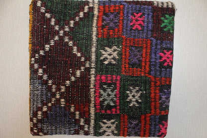 Handwoven Turkish Kilim Pillow Cover: Bohemian Home Decor, 12x12