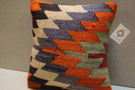 Vintage Kilim Pillow Cover: Colorful Woven Wool, Bohemian Decor