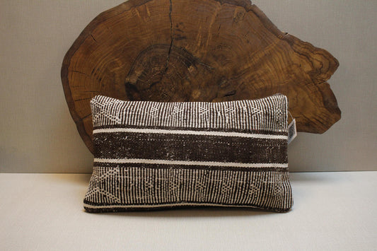 Handwoven Kilim Pillow Cover: Black & White Tribal Geometric Accent