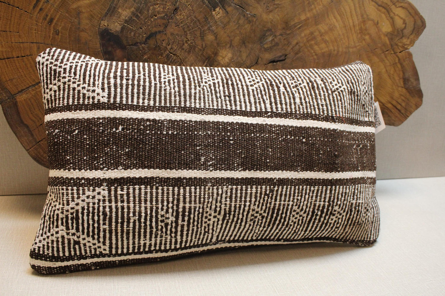 Handwoven Kilim Pillow Cover: Black & White Tribal Geometric Accent