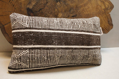 Handwoven Kilim Pillow Cover: Black & White Tribal Geometric Accent