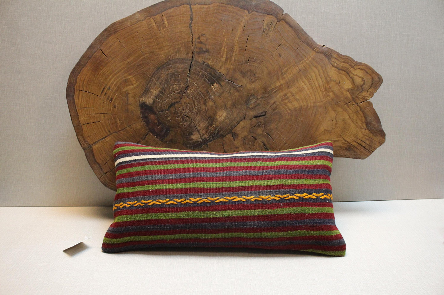 Handwoven Kilim Pillow Cover: Upcycled Wool, Boho Decor (16x24 in.)