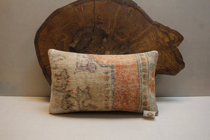 Handmade Kilim Pillow Cover: Terracotta, Beige & Sage Floral - 16x24