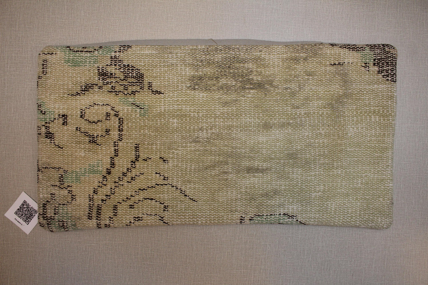 Handmade Kilim Pillow Cover: Upcycled Woven Rug, Beige & Sage