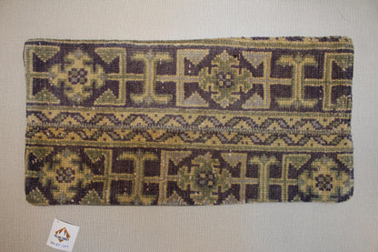 Vintage Turkish Kilim Pillow Cover: Olive, Mustard, Purple Geometric