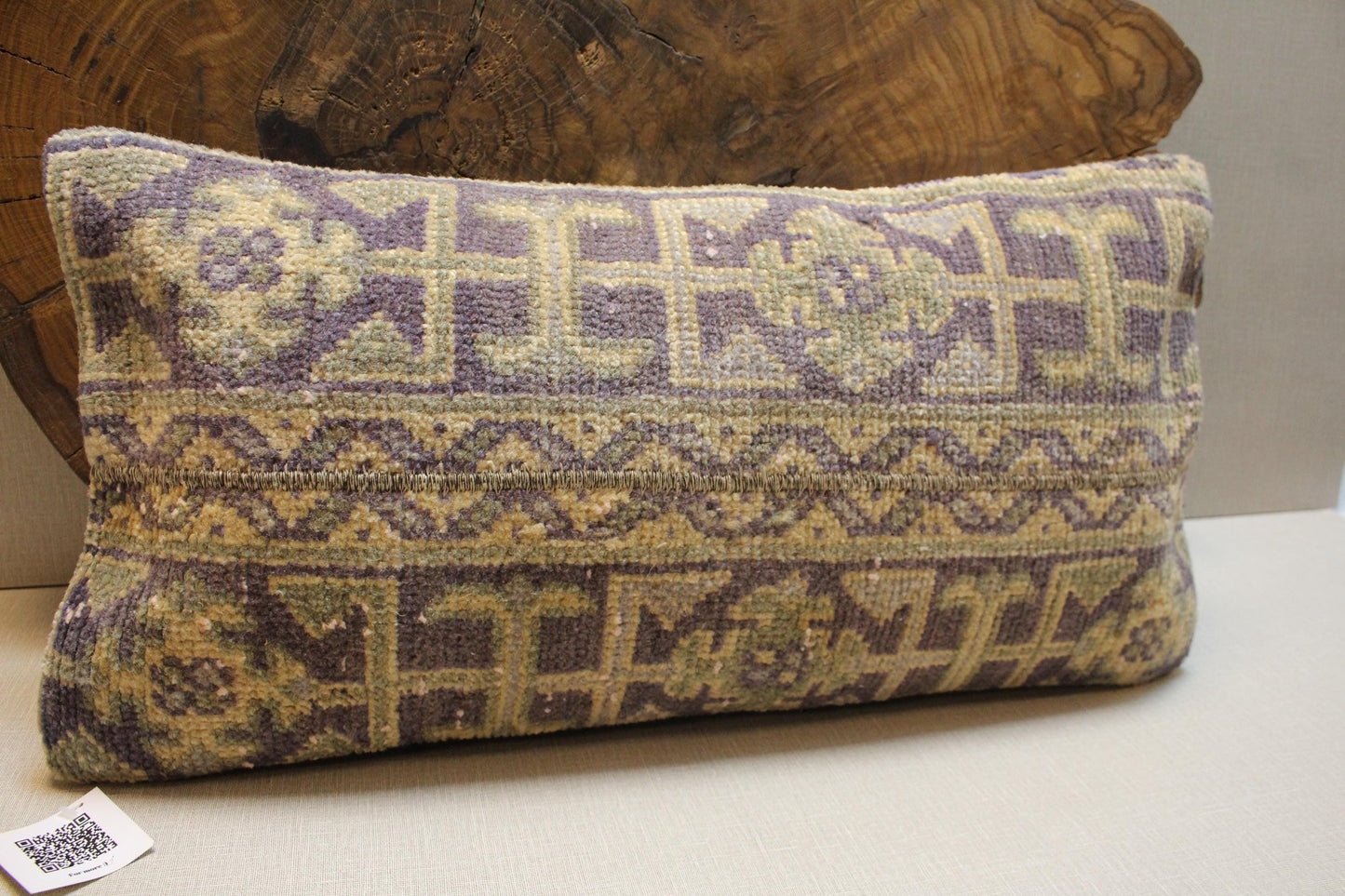 Vintage Turkish Kilim Pillow Cover: Olive, Mustard, Purple Geometric