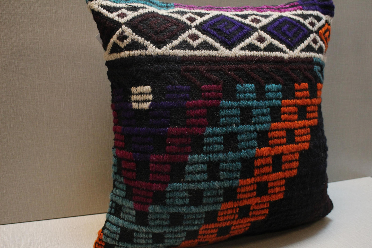 Handwoven Kilim Pillow Cover: Upcycled Wool Rug, Boho Home Decor