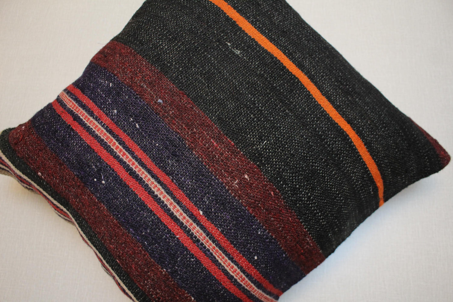 Handwoven Kilim Pillow Cover: Upcycled Wool Rug, Bohemian Decor