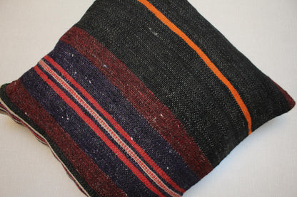 Handwoven Kilim Pillow Cover: Upcycled Wool Rug, Bohemian Decor
