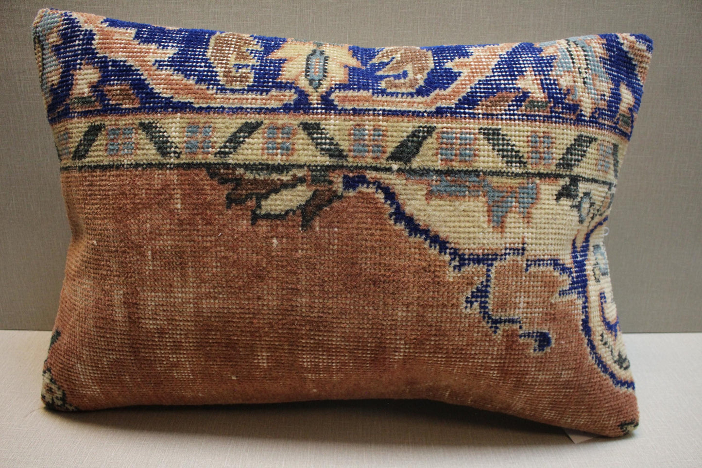 Handmade Kilim Pillow Cover: Upcycled Woven Rug, Bohemian Decor (16x24 in.)