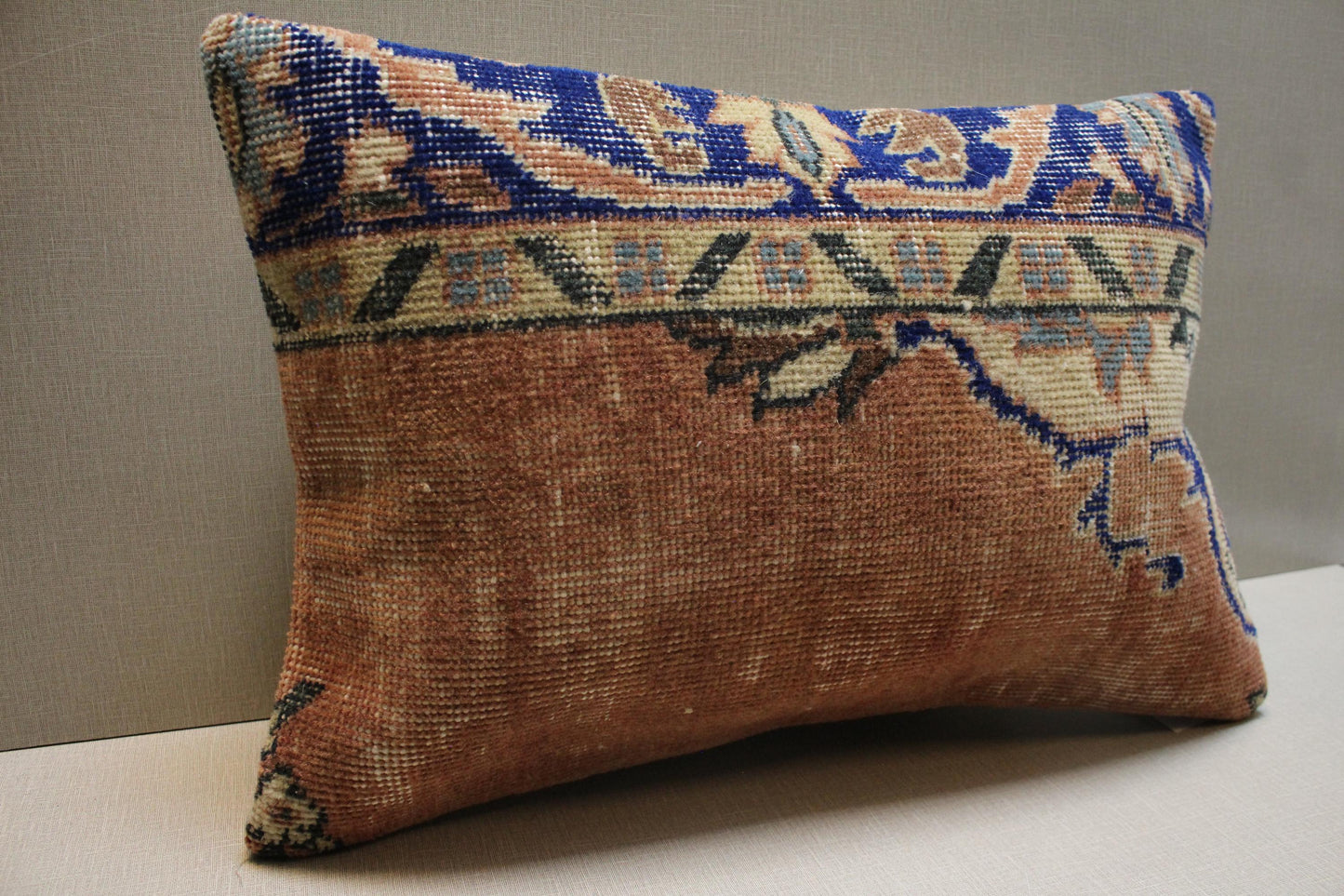 Handmade Kilim Pillow Cover: Upcycled Woven Rug, Bohemian Decor (16x24 in.)