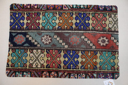 Handmade Kilim Pillow Cover: Upcycled Turkish Wool, Tribal Design (16x24 in