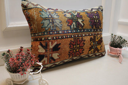 Handmade Kilim Pillow Cover: Upcycled Turkish Woven Rug, Boho Decor (16x24 in