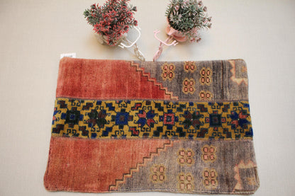 Handmade Kilim Pillow Cover: Upcycled Woven Rug, Red Tones (16x24 in.)