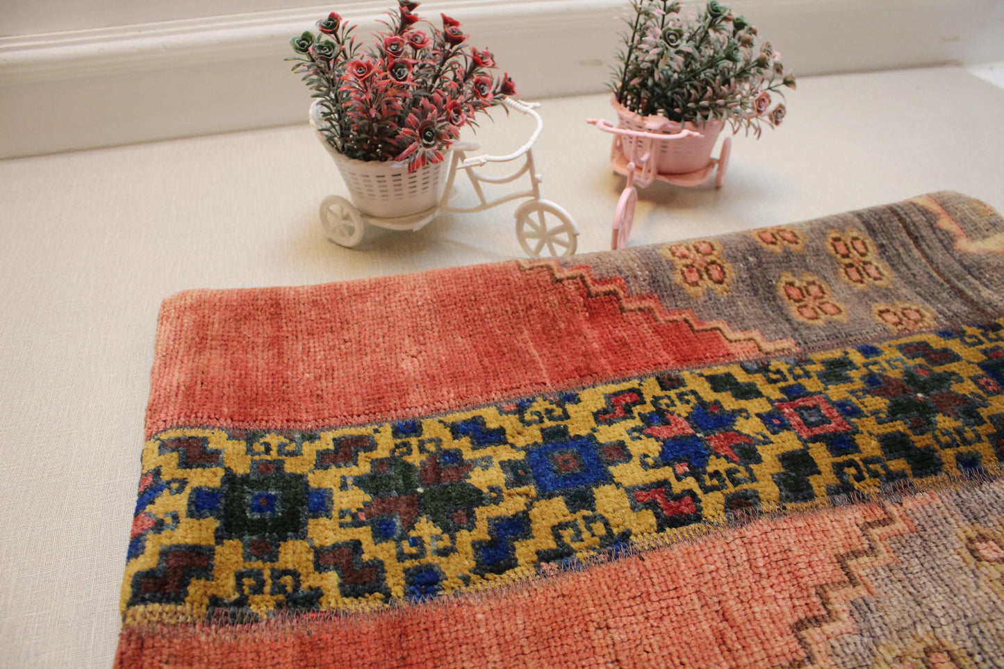 Handmade Kilim Pillow Cover: Upcycled Woven Rug, Red Tones (16x24 in.)
