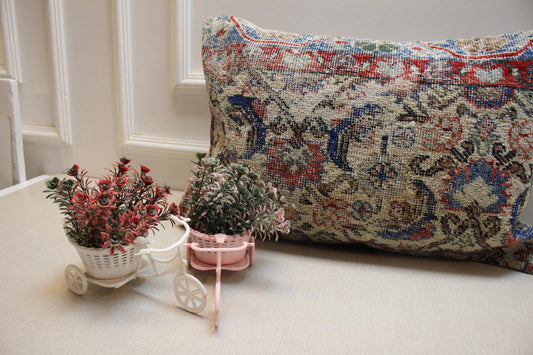 Vintage Turkish Kilim Pillow Cover: Boho Rustic Home Decor