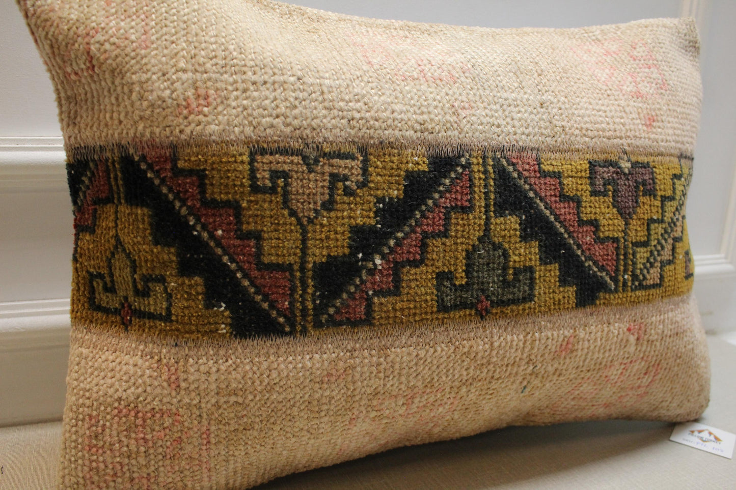 Vintage Kilim Pillow Cover: Cream, Red, Blue, Brown Floral Geometric