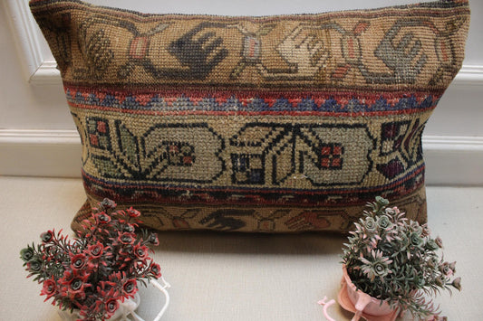 Handmade Kilim Pillow Cover: Earthy Boho Decor, 16x24 inch