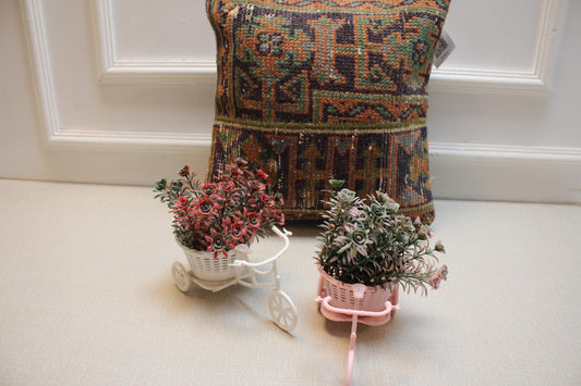 Geometric Kilim Pillow Cover: Upcycled Turkish Woven Rug, Boho Decor