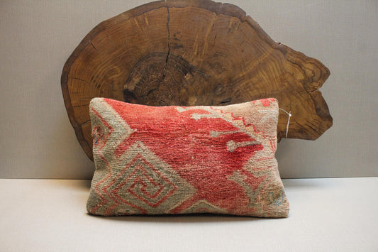 Upcycled Kilim Pillow Cover 16x24: Vintage Turkish Rug, Boho Lumbar Cushion