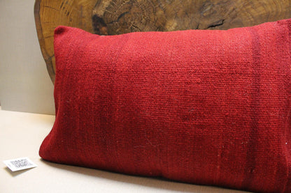 Handmade Kilim Pillow Cover 12x24: Upcycled Turkish Wool Rug