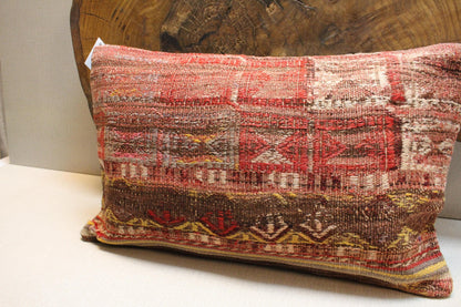 Handmade Kilim Pillow Cover 16x24: Vintage Turkish Rug Lumbar Cushion