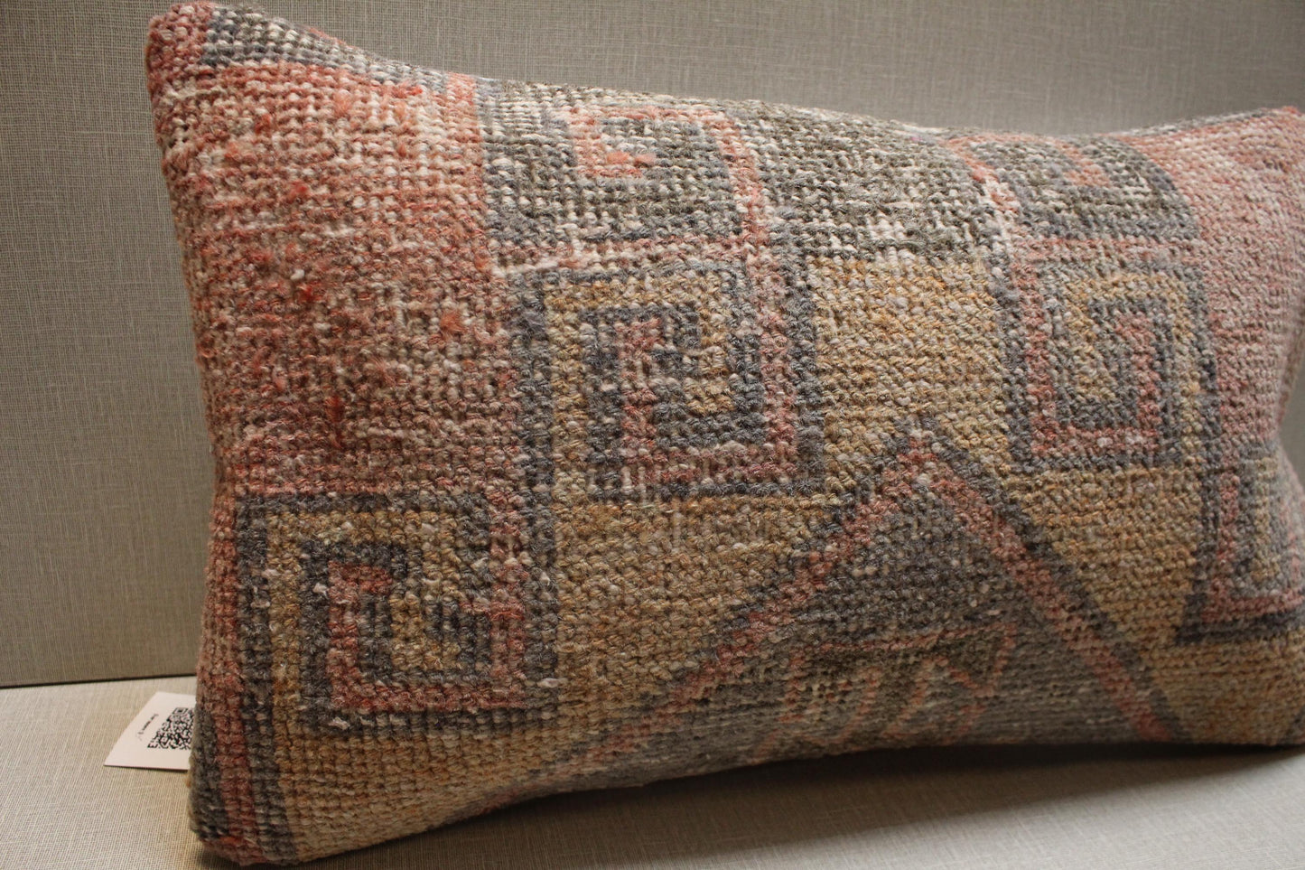Vintage Turkish Kilim Pillow Cover: Earthy Tribal Woven Rug