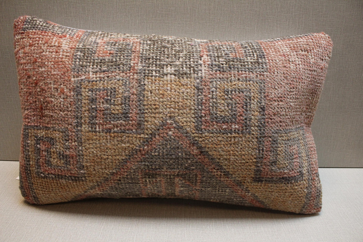 Vintage Turkish Kilim Pillow Cover: Earthy Tribal Woven Rug