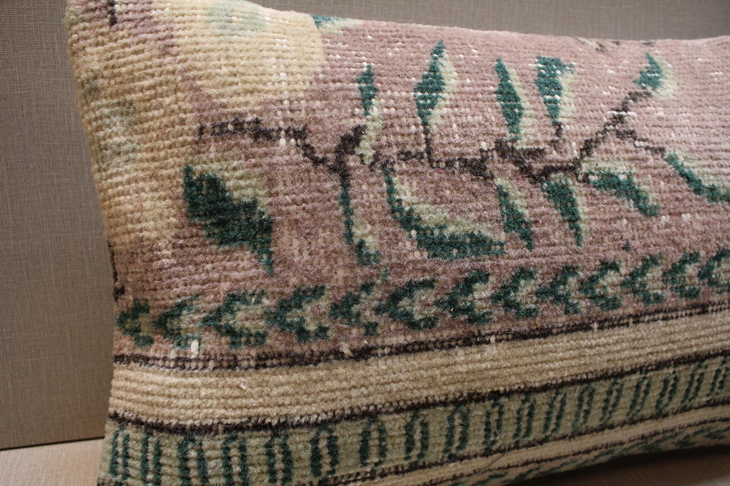 Handmade Kilim Pillow Cover: Organic Wool Boho Rug Pillow (12x20 inch)