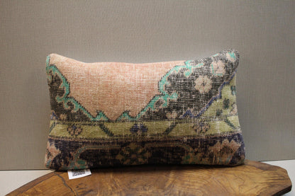 Handmade Kilim Pillow Cover: Blush Floral Boho Decor