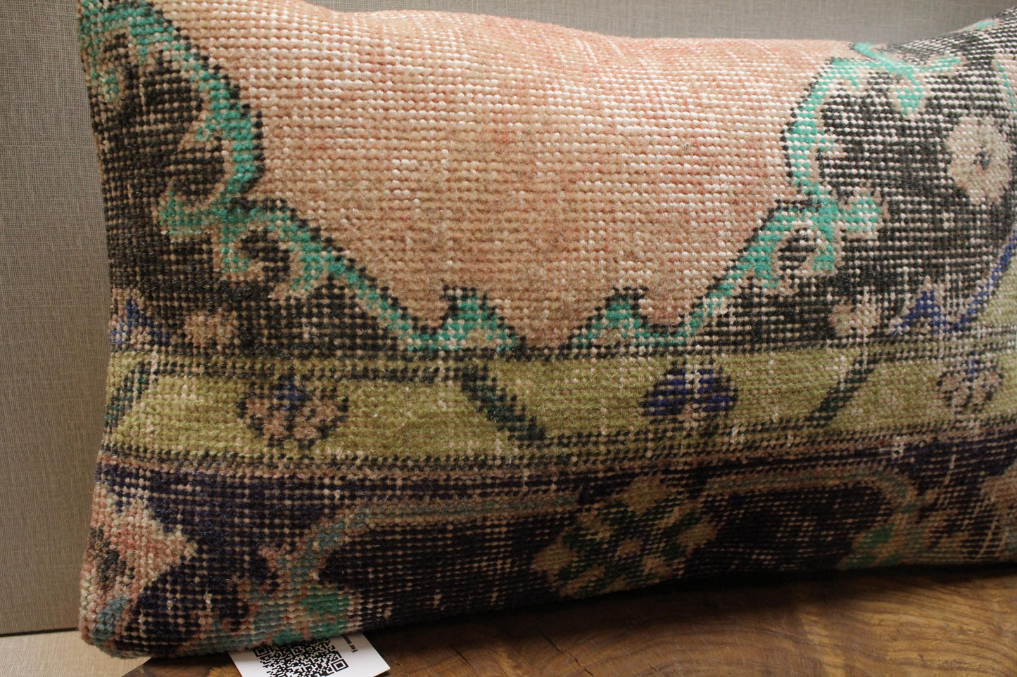 Handmade Kilim Pillow Cover: Blush Floral Boho Decor