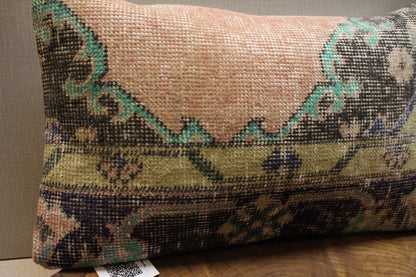 Handmade Kilim Pillow Cover: Blush Floral Boho Decor