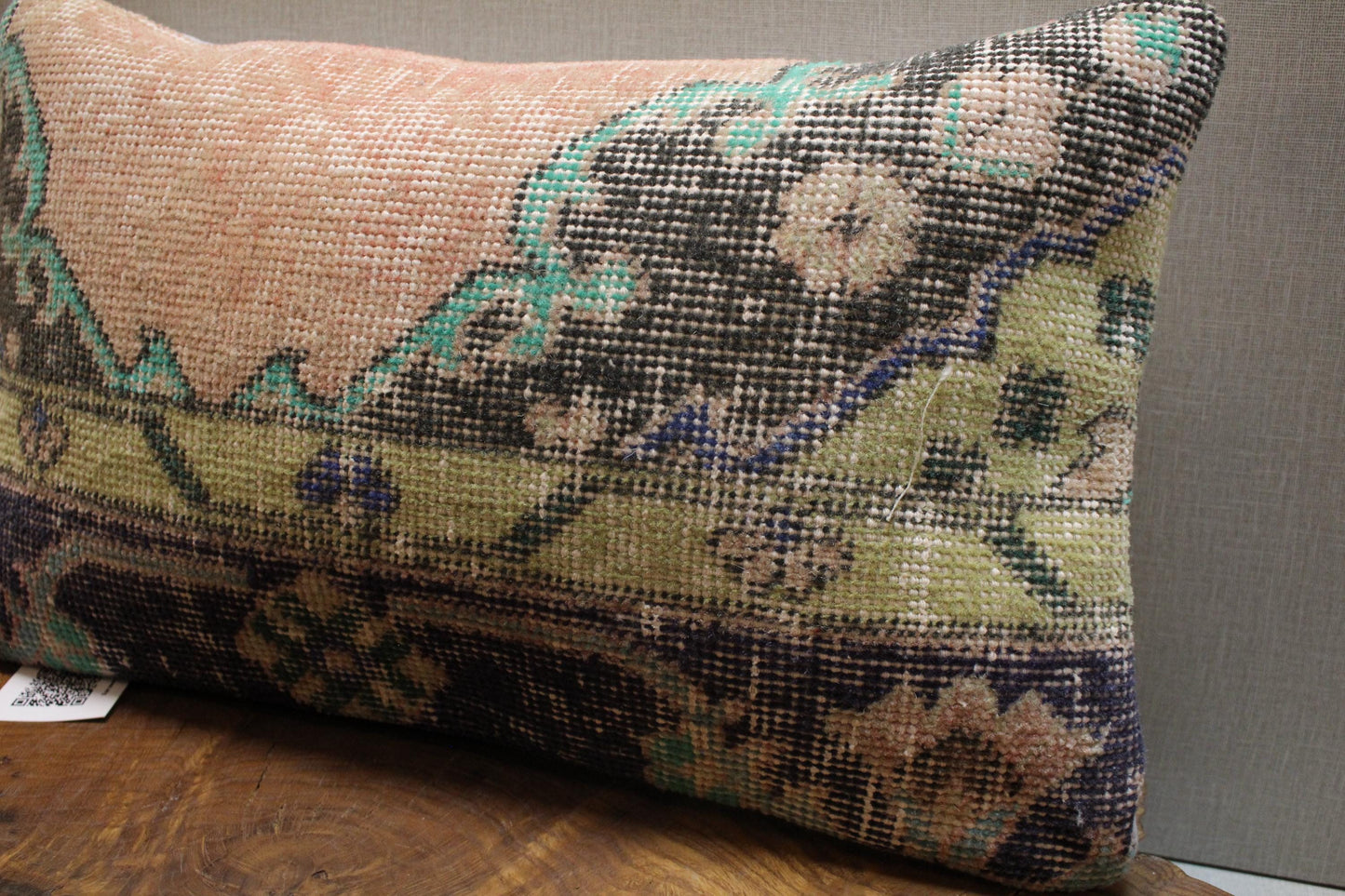 Handmade Kilim Pillow Cover: Blush Floral Boho Decor