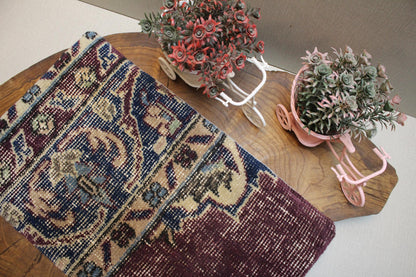 Burgundy & Blue Kilim Pillow Cover: Boho Rustic Home Decor