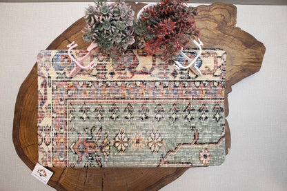 Handmade Kilim Pillow Cover: Upcycled Woven Rug, 12x20 inc.