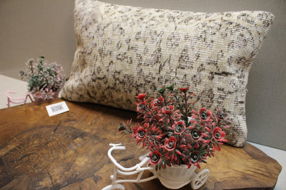 Handmade Kilim Pillow Cover: Beige Taupe Woven Rug Cushion