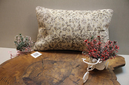 Handmade Kilim Pillow Cover: Beige Taupe Woven Rug Cushion