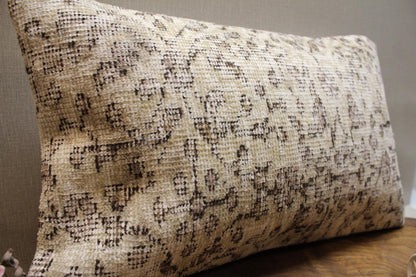 Handmade Kilim Pillow Cover: Beige Taupe Woven Rug Cushion