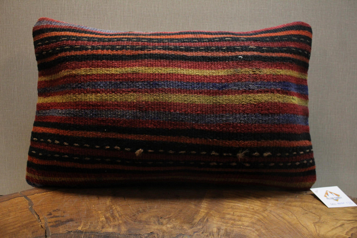 Handmade Turkish Kilim Pillow Cover: Upcycled Wool, Boho Decor
