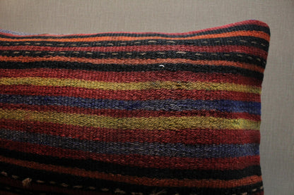 Handmade Turkish Kilim Pillow Cover: Upcycled Wool, Boho Decor