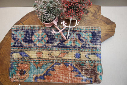 Handmade Kilim Pillow Cover: Deep Blue & Teal Boho Decor