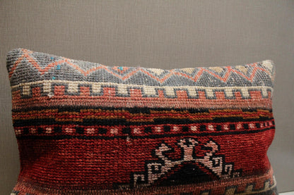 Handmade Kilim Pillow Cover: Upcycled Woven Rug, Tribal Design