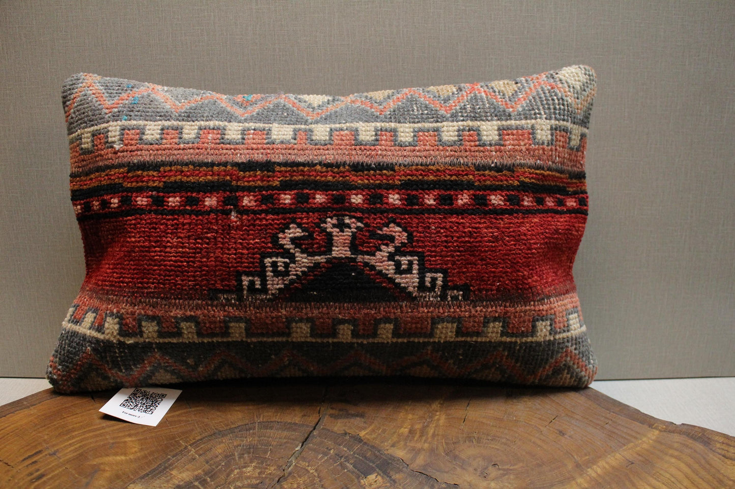 Handmade Kilim Pillow Cover: Upcycled Woven Rug, Tribal Design