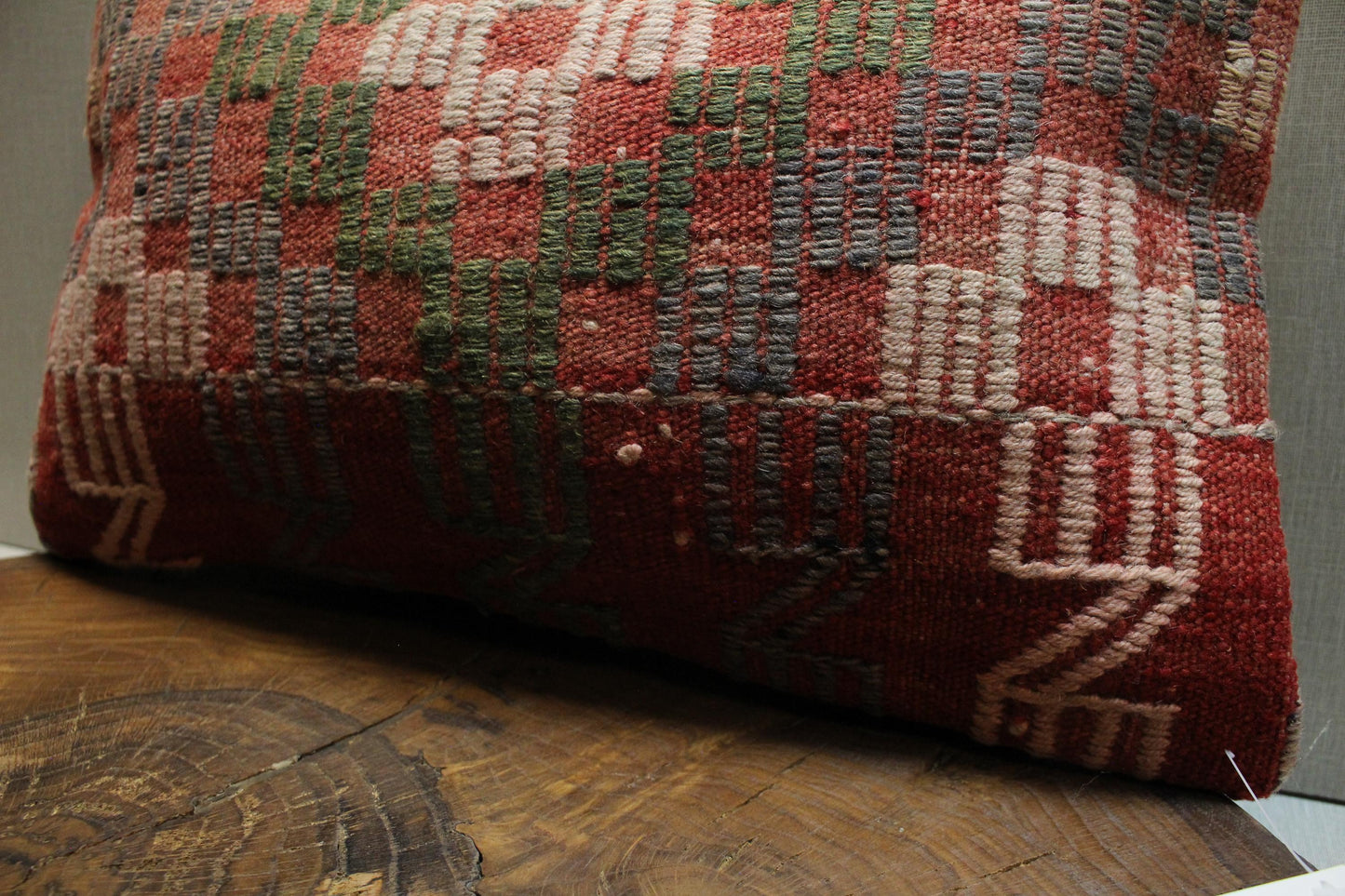 Handmade Kilim Pillow Cover: Upcycled Woven Rug, Bohemian Decor (12x20 in