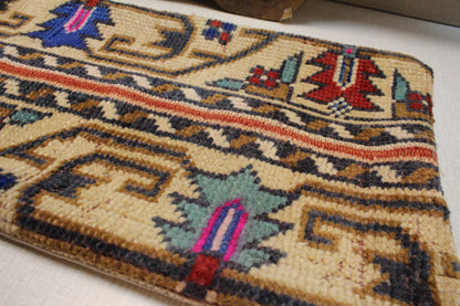 Handmade Kilim Lumbar Pillow Cover: Upcycled Woven Wool, Boho Tribal