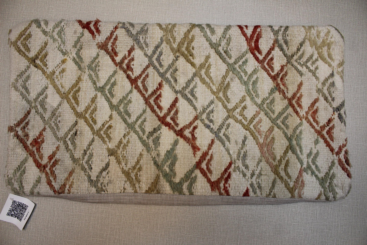 Handwoven Kilim Pillow Cover: Upcycled Wool Rug, Bohemian Decor (12x24 in