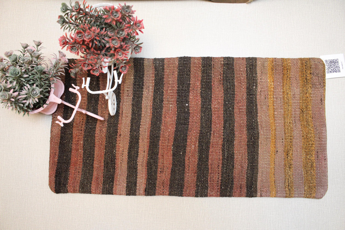 Handwoven Kilim Lumbar Pillow Cover: Earthy Boho Decor (12x24 in