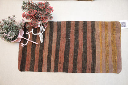 Handwoven Kilim Lumbar Pillow Cover: Earthy Boho Decor (12x24 in